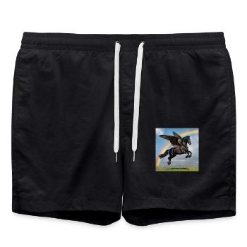 Pégase arc-en-ciel - Short de bain - noir - Devant - AI Model Male 185 light (185cm)