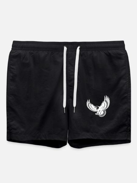 Expressive eagle with spread wings - Swim Trunks - black
