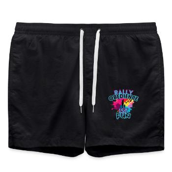 Rally Obedience ist fun inkl Team rainbow - Badeshorts - Schwarz - Vorne - AI Model Male 185 light (185cm)