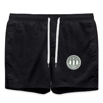 Kerzenblumenkranz - Badeshorts - Schwarz - Vorne - AI Model Male 185 light (185cm)