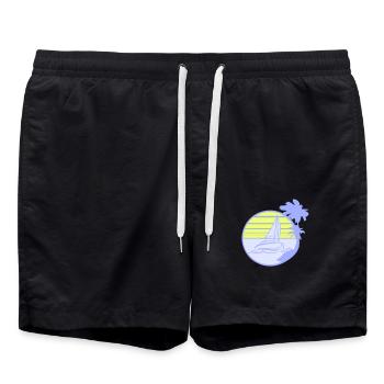 Schiff Sonne Streifen Matrose Kapitän Wasser Boot - Badeshorts - Schwarz - Vorne - AI Model Male 185 light (185cm)
