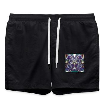 Abstract with a bull pattern - Swim Trunks - black - Front - AI Model Male 185 light (185cm)