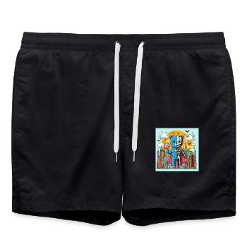 Skelett Bär - Badeshorts - Schwarz - Vorne - AI Model Male 185 light (185cm)