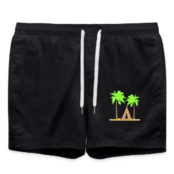 Tent Palm Trees Recreation Beach Holiday Outdoor Camper - Swim Trunks - black - Front - AI Model Male 185 light (185cm)
