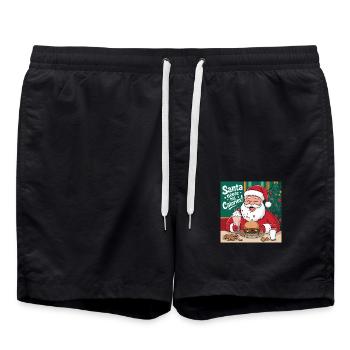 Santa’s Cheat Day - Funny Christmas Design - Short de bain - noir - Devant - AI Model Male 185 light (185cm)