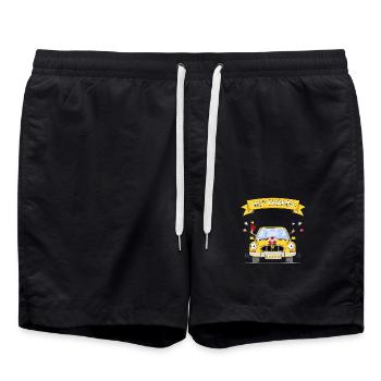Voiture de mariage tout juste mariée Jaune - Short de bain - noir - Devant - AI Model Male 185 light (185cm)