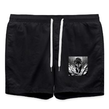 Wolf Animal Vector Nature Illustration Design Wild - Swim Trunks - black - Front - AI Model Male 185 light (185cm)