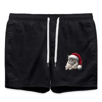 Christmas Cat - Swim Trunks - black - Front - AI Model Male 185 light (185cm)