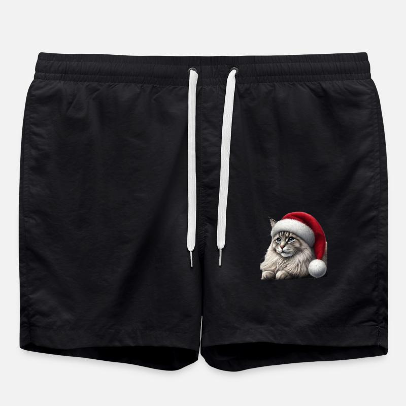 Christmas Cat - Swim Trunks - black