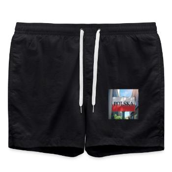 Poland - Swim Trunks - black - Front - AI Model Male 185 light (185cm)