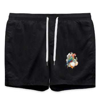 Perroquet Aquarelle - Short de bain - noir - Devant - AI Model Male 185 light (185cm)