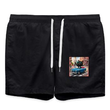 Chat en tournée - J’adore l’Espagne ! -Madrid - Short de bain - noir - Devant - AI Model Male 185 light (185cm)