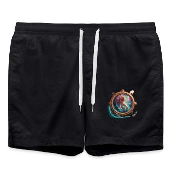 Poisson signe astrologique - Short de bain - noir - Devant - AI Model Male 185 light (185cm)
