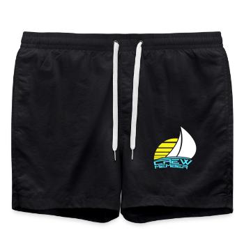 Crew Member Text Sun Team Member Sailing Crew Fun - Swim Trunks - black - Front - AI Model Male 185 light (185cm)
