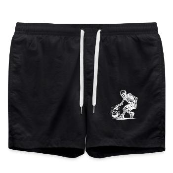Halloween Skeleton Basketball Player with Ball - Swim Trunks - black - Front - AI Model Male 185 light (185cm)