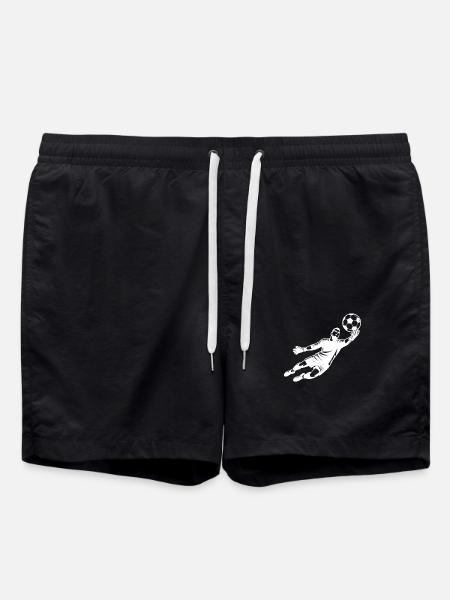 Dynamic goalkeeper illustration flying ball - Swim Trunks - black
