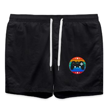 Vintage Retro Gaming Controller - Swim Trunks - black - Front - AI Model Male 185 light (185cm)