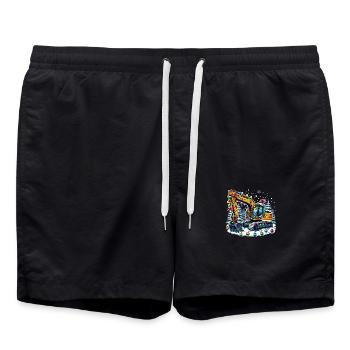 Excavator Driver Excavator Construction Site Christmas - Swim Trunks - black - Front - AI Model Male 185 light (185cm)