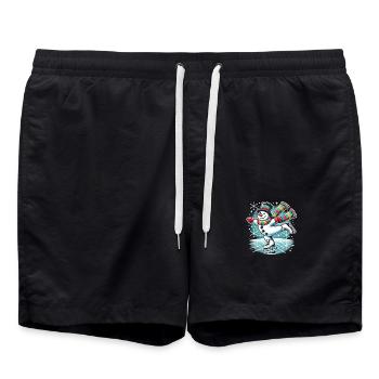 patin à glace bonhomme de neige hiver Noël - Short de bain - noir - Devant - AI Model Male 185 light (185cm)