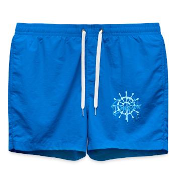 Sailor Ship Steering Wheel Graffiti Drop Sailing - Swim Trunks - cobalt blue - Front
