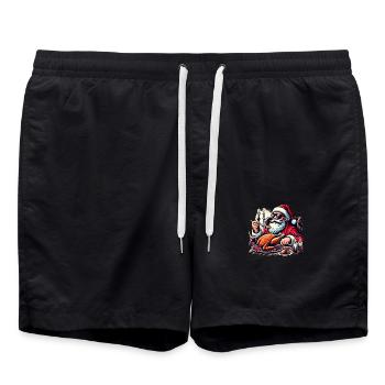 Dîner de Noël Noël Hiver Saint-Nicolas - Short de bain - noir - Devant - AI Model Male 185 light (185cm)