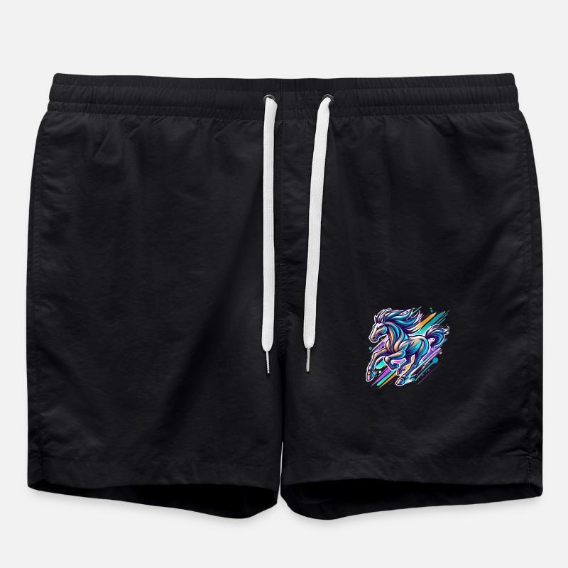 rennendes Pferd Reiten - Badeshorts - Schwarz