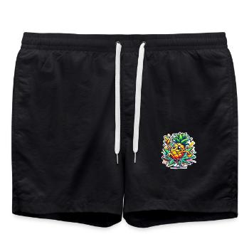 cheerful pineapple - Swim Trunks - black - Front - AI Model Male 185 light (185cm)