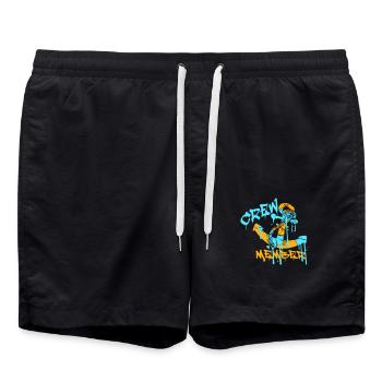 Sailing Crew Member Anchor Graffiti Spray Drop - Swim Trunks - black - Front - AI Model Male 185 light (185cm)