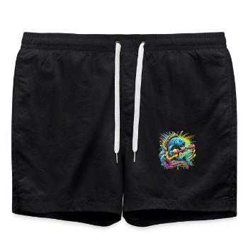 Poisson chanteur avec guitare - Short de bain - noir - Devant - AI Model Male 185 light (185cm)