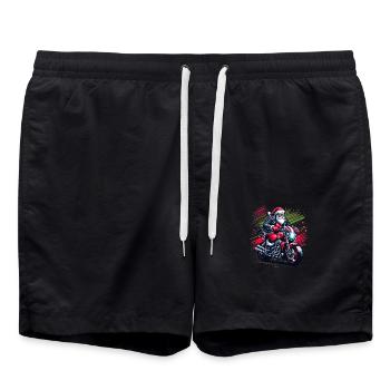 cool Santa Claus on a motorcycle - Swim Trunks - black - Front - AI Model Male 185 light (185cm)