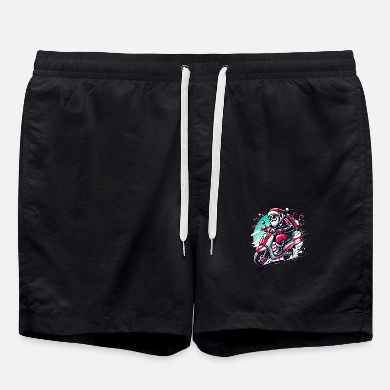 Père Noël cool en scooter - Short de bain - noir