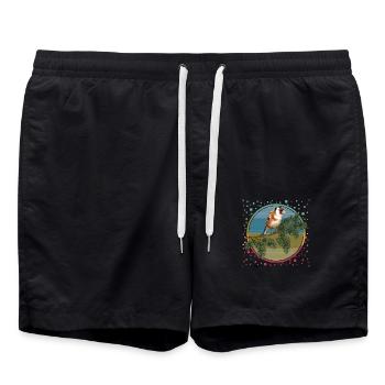 Bunter Vogel - Badeshorts - Schwarz - Vorne - AI Model Male 185 light (185cm)
