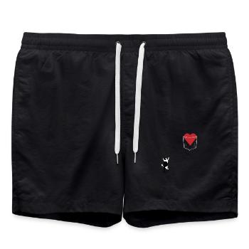 Cat Close to the Heart - Cat Lover Gift - Swim Trunks - black - Front - AI Model Male 185 light (185cm)