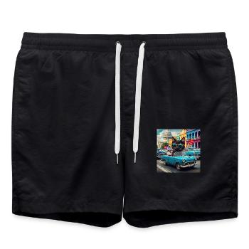 Chat en tournée - J’adore Cuba ! -La Havane - Short de bain - noir - Devant - AI Model Male 185 light (185cm)