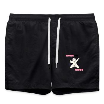 Kung Fu Miezekatze - Badeshorts - Schwarz - Vorne - AI Model Male 185 light (185cm)