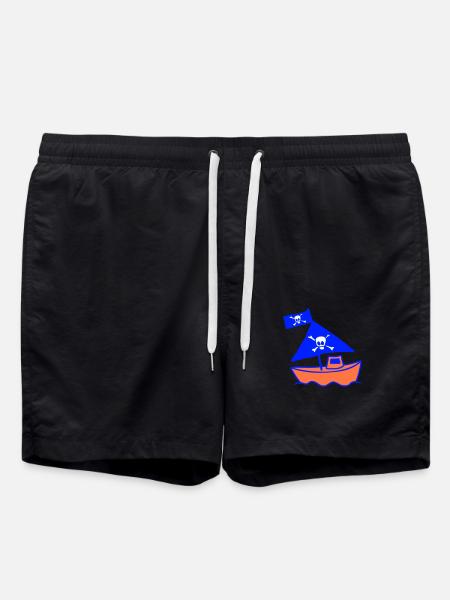 Petit bateau pirate mignon peint motif pour enfants - Short de bain - noir