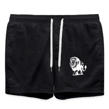 Löwe mit Mähne große afrikanische Raubkatze - Badeshorts - Schwarz - Vorne - AI Model Male 185 light (185cm)