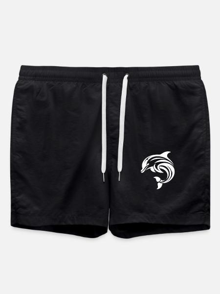 Elegant dynamic dolphin in leap - Swim Trunks - black