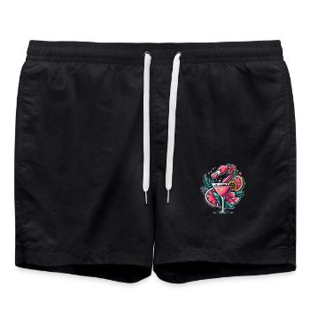 Flamingo Cocktail Logo - Short de bain - noir - Devant - AI Model Male 185 light (185cm)