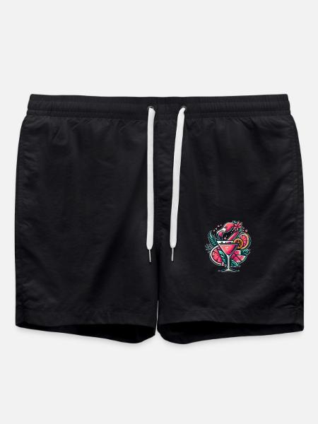 Flamingo Cocktail Logo - Badeshorts - Schwarz