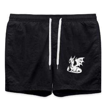 Impressive dragon with wings and horns - Swim Trunks - black - Front - AI Model Male 185 light (185cm)