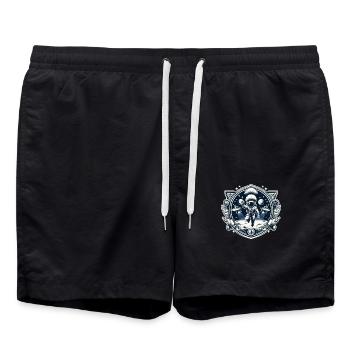 Astronaut Moon UFO Logo - Swim Trunks - black - Front - AI Model Male 185 light (185cm)