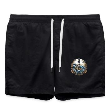 Logo du phare - Short de bain - noir - Devant - AI Model Male 185 light (185cm)