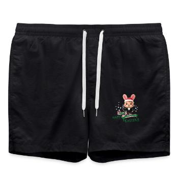 Merry Christmas XXX Happy Easter - Swim Trunks - black - Front - AI Model Male 185 light (185cm)