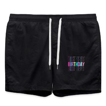 Geburtstagskind - Geschenkidee zum Geburtstag - Badeshorts - Schwarz - Vorne - AI Model Male 185 light (185cm)