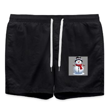Bonhomme de neige joyeux - Short de bain - noir - Devant - AI Model Male 185 light (185cm)