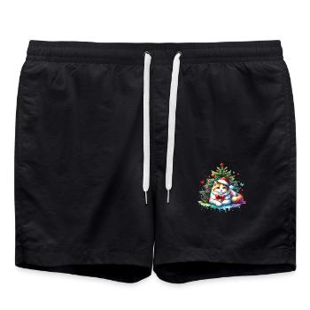 Chat mignon Noël - Short de bain - noir - Devant - AI Model Male 185 light (185cm)