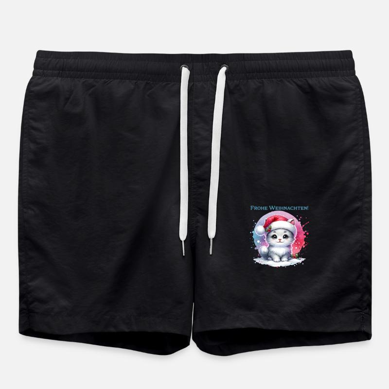 Cute Cat Christmas - Swim Trunks - black