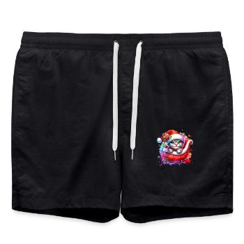 Chat mignon Noël - Short de bain - noir - Devant - AI Model Male 185 light (185cm)