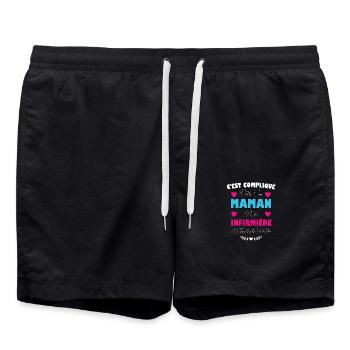 Maman et Infirmière - Short de bain - noir - Devant - AI Model Male 185 light (185cm)